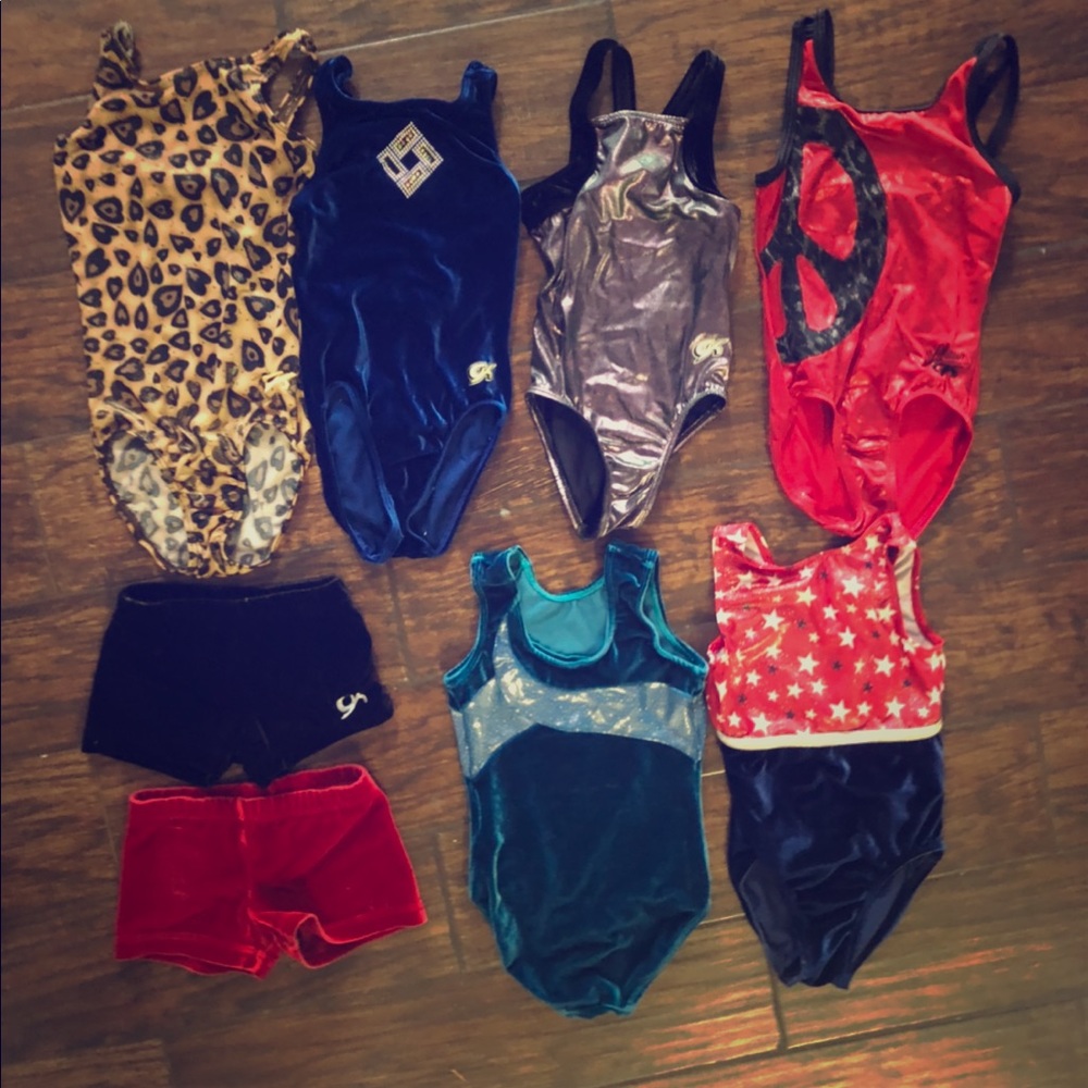 girls medium-large leotard and gymnastics shorts